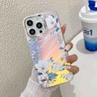 For iPhone 16 Pro Electroplating Laser Flower Texture TPU Phone Case(White Flower AH10) - 1