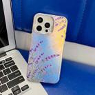 For iPhone 16 Pro Electroplating Laser Flower Texture TPU Phone Case(Lavender AH14) - 1