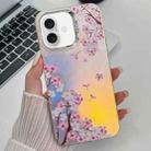 For iPhone 16 Plus Electroplating Laser Flower Texture TPU Phone Case(Peach Blossom AH4) - 1