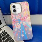 For iPhone 16 Plus Electroplating Laser Flower Texture TPU Phone Case(Pink Flower AH13) - 1