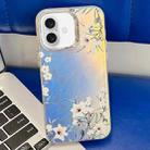 For iPhone 16 Plus Electroplating Laser Flower Texture TPU Phone Case(Morning Glory AH16) - 1