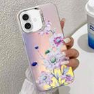 For iPhone 16 Electroplating Laser Flower Texture TPU Phone Case(Zinnia AH9) - 1