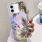 For iPhone 16 Electroplating Laser Flower Texture TPU Phone Case(Leaves AH12) - 1