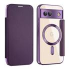 For Google Pixel 8a MagSafe Magnetic RFID Anti-theft Leather Phone Case(Purple) - 1