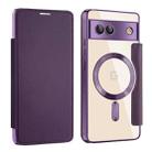 For Google Pixel 7a MagSafe Magnetic RFID Anti-theft Leather Phone Case(Purple) - 1