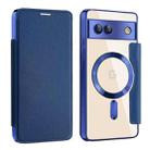 For Google Pixel 7a MagSafe Magnetic RFID Anti-theft Leather Phone Case(Dark Blue) - 1