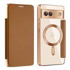 For Google Pixel 7a MagSafe Magnetic RFID Anti-theft Leather Phone Case(Brown) - 1