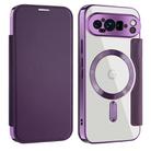 For Google Pixel 9 Pro Shield MagSafe RFID Anti-theft Leather Phone Case(Purple) - 1