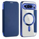 For Google Pixel 9 Pro Shield MagSafe RFID Anti-theft Leather Phone Case(Dark Blue) - 1