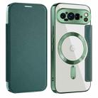 For Google Pixel 9 Pro Shield MagSafe RFID Anti-theft Leather Phone Case(Green) - 1