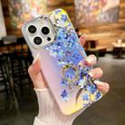 For iPhone 15 Pro Max Electroplating Laser Flower Ring Holder TPU Phone Case(Myosotis AH2) - 1