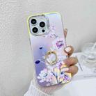 For iPhone 15 Pro Electroplating Laser Flower Ring Holder TPU Phone Case(Zinnia AH9) - 1