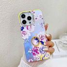 For iPhone 15 Pro Electroplating Laser Flower Ring Holder TPU Phone Case(Peony AH11) - 1