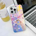 For iPhone 15 Pro Electroplating Laser Flower Ring Holder TPU Phone Case(Pink Flower AH13) - 1