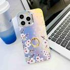 For iPhone 15 Pro Electroplating Laser Flower Ring Holder TPU Phone Case(Plum Blossom AH18) - 1