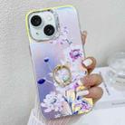 For iPhone 15 Electroplating Laser Flower Ring Holder TPU Phone Case(Zinnia AH9) - 1