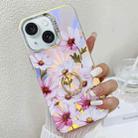 For iPhone 15 Electroplating Laser Flower Ring Holder TPU Phone Case(Cosmos Flower AH7) - 1