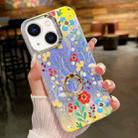 For iPhone 14 Electroplating Laser Flower Ring Holder TPU Phone Case(Flower AH6) - 1