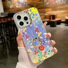 For iPhone 14 Pro Electroplating Laser Flower Ring Holder TPU Phone Case(Flower AH6) - 1