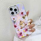 For iPhone 14 Pro Max Electroplating Laser Flower Ring Holder TPU Phone Case(Cosmos Flower AH7) - 1