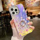 For iPhone 13 Pro Max Electroplating Laser Flower Ring Holder TPU Phone Case(Flower AH1) - 1