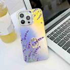 For iPhone 13 Pro Max Electroplating Laser Flower Ring Holder TPU Phone Case(Lavender AH14) - 1