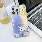 For iPhone 13 Pro Electroplating Laser Flower Ring Holder TPU Phone Case(Morning Glory AH16) - 1