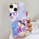 For iPhone 13 Electroplating Laser Flower Ring Holder TPU Phone Case(Peony AH11) - 1