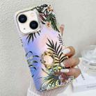 For iPhone 13 Electroplating Laser Flower Ring Holder TPU Phone Case(Leaves AH12) - 1