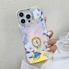 For iPhone 16 Pro Max Electroplating Laser Flower Ring Holder TPU Phone Case(White Flower AH10) - 1