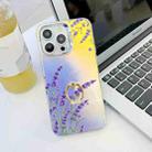 For iPhone 16 Pro Max Electroplating Laser Flower Ring Holder TPU Phone Case(Lavender AH14) - 1