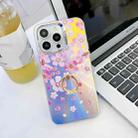 For iPhone 16 Pro Electroplating Laser Flower Ring Holder TPU Phone Case(Pink Flower AH13) - 1