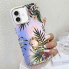 For iPhone 16 Plus Electroplating Laser Flower Ring Holder TPU Phone Case(Leaves AH12) - 1