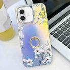 For iPhone 16 Plus Electroplating Laser Flower Ring Holder TPU Phone Case(Morning Glory AH16) - 1