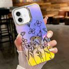 For iPhone 16 Electroplating Laser Flower Ring Holder TPU Phone Case(Drawn Flowers AH3) - 1