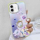 For iPhone 16 Electroplating Laser Flower Ring Holder TPU Phone Case(Zinnia AH9) - 1