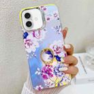 For iPhone 16 Electroplating Laser Flower Ring Holder TPU Phone Case(Peony AH11) - 1