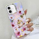 For iPhone 16 Electroplating Laser Flower Ring Holder TPU Phone Case(Cosmos Flower AH7) - 1
