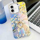 For iPhone 16 Electroplating Laser Flower Ring Holder TPU Phone Case(Pear Blossom AH17) - 1