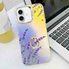 For iPhone 16 Electroplating Laser Flower Ring Holder TPU Phone Case(Lavender AH14) - 1