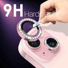 For iPhone 15 / 15 Plus / 14 / 14 Plus NORTHJO 3 Set 6Pcs Camera Lens Protector Diamond Metal Ring Film(Pink) - 3