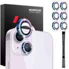 For iPhone 15 / 15 Plus / 14 / 14 Plus NORTHJO 3 Set 6Pcs Camera Lens Protector Diamond Metal Ring Film(Colorful) - 1