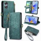 For OPPO A60 4G Geometric Zipper Wallet Side Buckle Leather Phone Case(Green) - 1