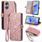 For OPPO A60 4G Geometric Zipper Wallet Side Buckle Leather Phone Case(Pink) - 1