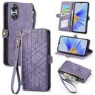 For OPPO A60 4G Geometric Zipper Wallet Side Buckle Leather Phone Case(Purple) - 1