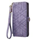 For OPPO A3 Pro Geometric Zipper Wallet Side Buckle Leather Phone Case(Purple) - 2