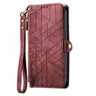 For OPPO A3 Pro Geometric Zipper Wallet Side Buckle Leather Phone Case(Red) - 2