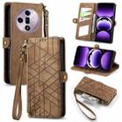 For OPPO Find X7 Geometric Zipper Wallet Side Buckle Leather Phone Case(Brown) - 1
