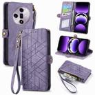 For OPPO Find X7 Geometric Zipper Wallet Side Buckle Leather Phone Case(Purple) - 1