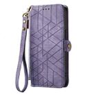 For OPPO Reno11 5G Global Geometric Zipper Wallet Side Buckle Leather Phone Case(Purple) - 2